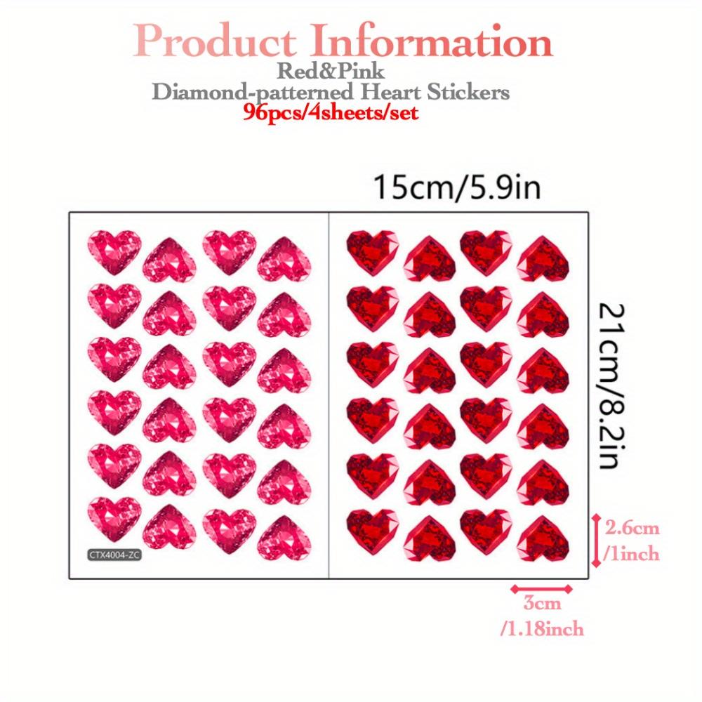 

Red&Pink Diamond-patterned Heart Stickers for Home/Engagement/RoomDecor, share with Lovers, Family and Friends in Special Day