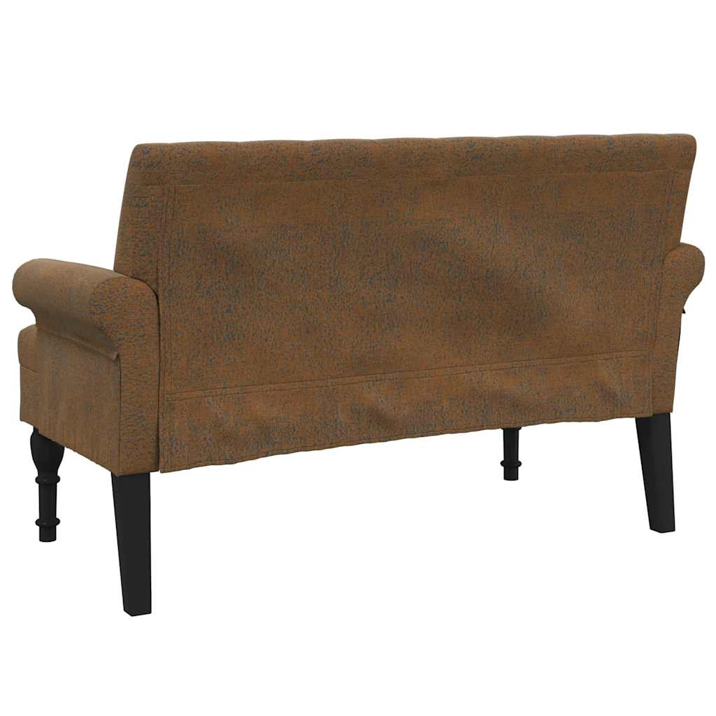 Bench with Backrest Brown 120 x 62 x 75.5 cm Faux Suede Look