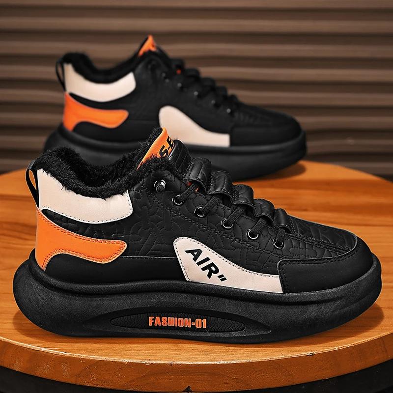 

Модная мужская зимняя повседневная обувь, модные универсальные туфли средней высоты, теплые ботильоны, мужские бархатные утолщенные повседневные кроссовки 39 бежевый