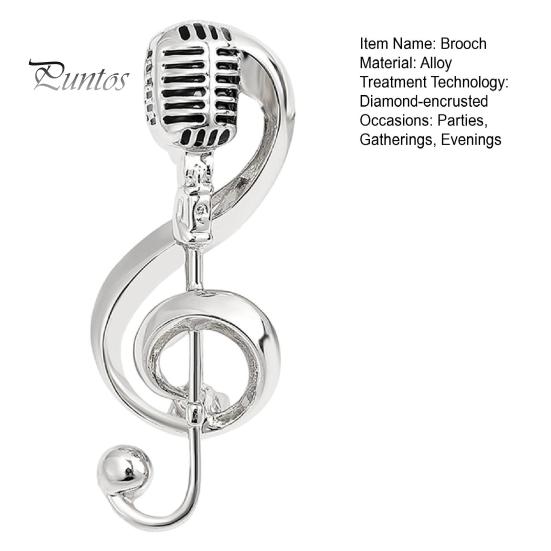 Elegant Brooch Pin Musical Note Shiny Diamond-set Alloy Clothing Design Accessories Pins Simple Corsage for Women Versatile