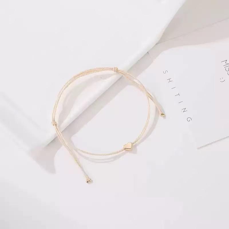 

Simple Heart - Shaped Chain Bracelet , Cute Minimalist Japanese Style Love Design Daily Wear Alloy Jewelry золотой
