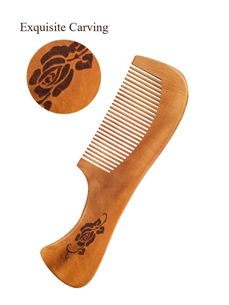 Natural Peach Wood Comb Anti-static Wide Tooth Hair Combs Head Massage Hair Care Comb Detangling Portable