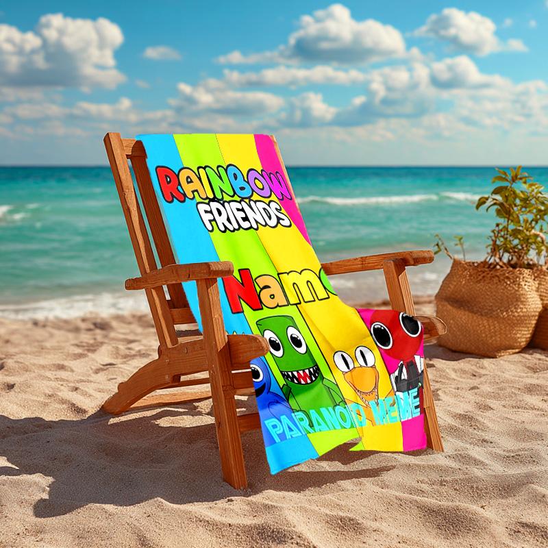 Personalized Customized Proof Beach Towel with Rainbow Friends Pattern - Soft, Absorbent,quick-drying,perfect Swimming,camping&bathing
