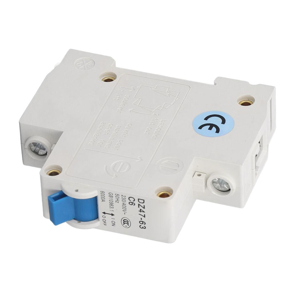 Circuit Breaker Mini 1P MCB DIN Rail Mount 6000A Breaking Capacity 230V 400V 6A for Home