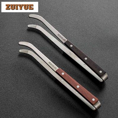 Wooden Pure Titanium Tea Tweezer Boutique Tea Clip Household For Toast Bread Pickles Flower Tea Drinkware Equipment Collection