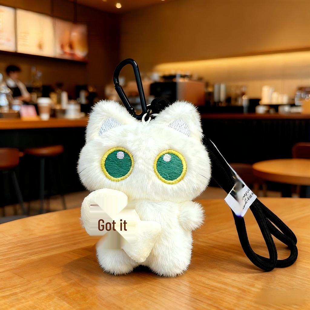 Small Plush Black Cat Pendant Keychain - Cute Christmas Gift Bag Charm
