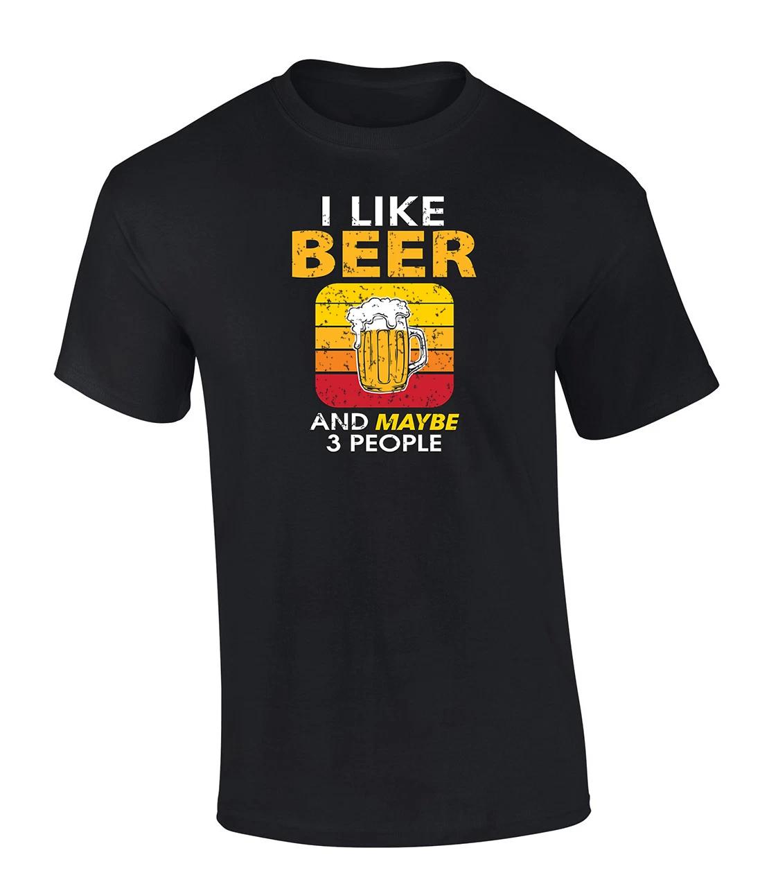 Trenz Shirt Company I like Beer And Maybe 3 People Mens Funny Short-Sleeve L