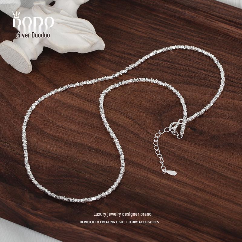 

High-End S925 Sterling Silver Irregular Cut Necklace for Women 925 Silver