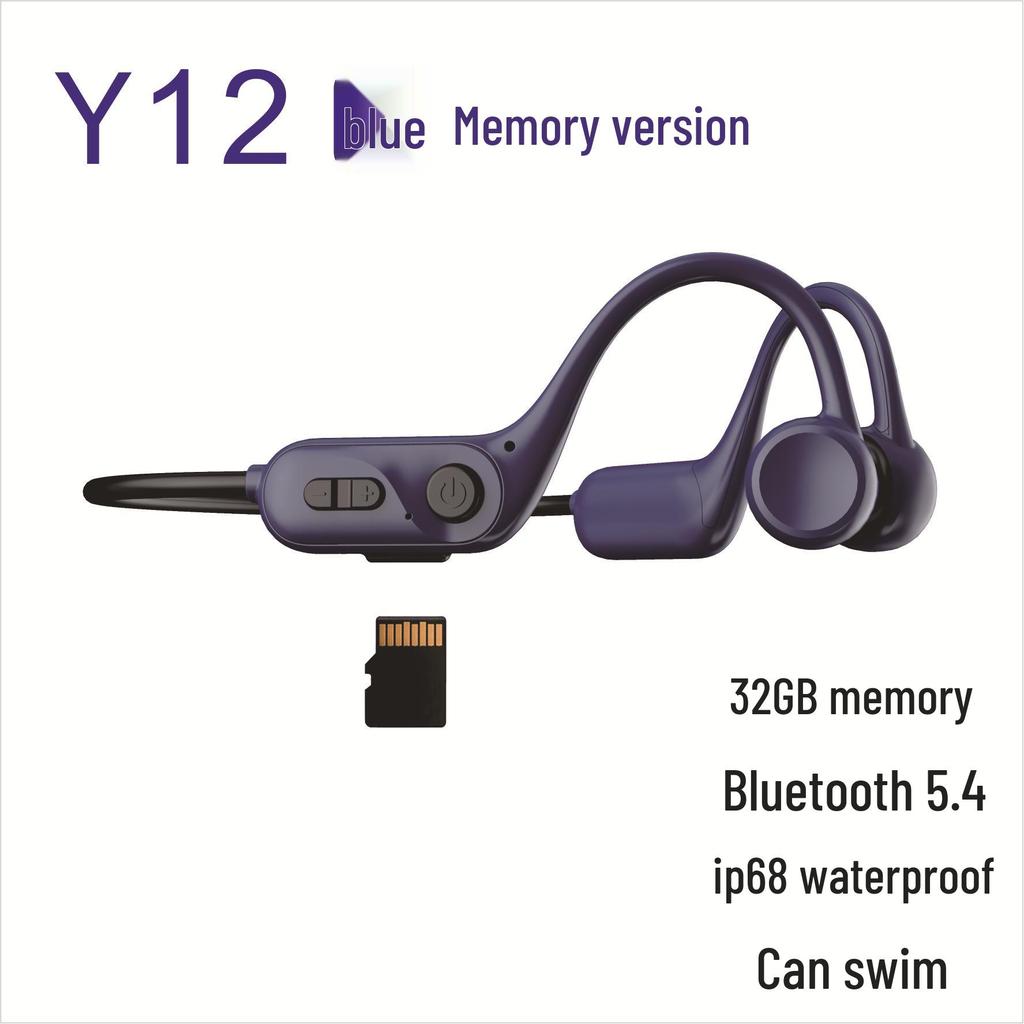 Y12 Waterproof Bone Conduction Bluetooth Earphones for Sports and Swimming – High Quality Sound, Ear-Hook Design