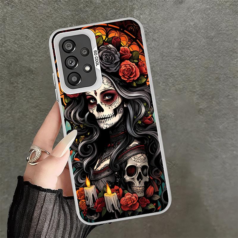 Catrina Beautiful Rose Girl Skull Soft Phone Case for Samsung A17 A16 A15 A14 A13 A57 A56 A55 A54 A53 A37 A36 A35 A34 A33 A26 A2