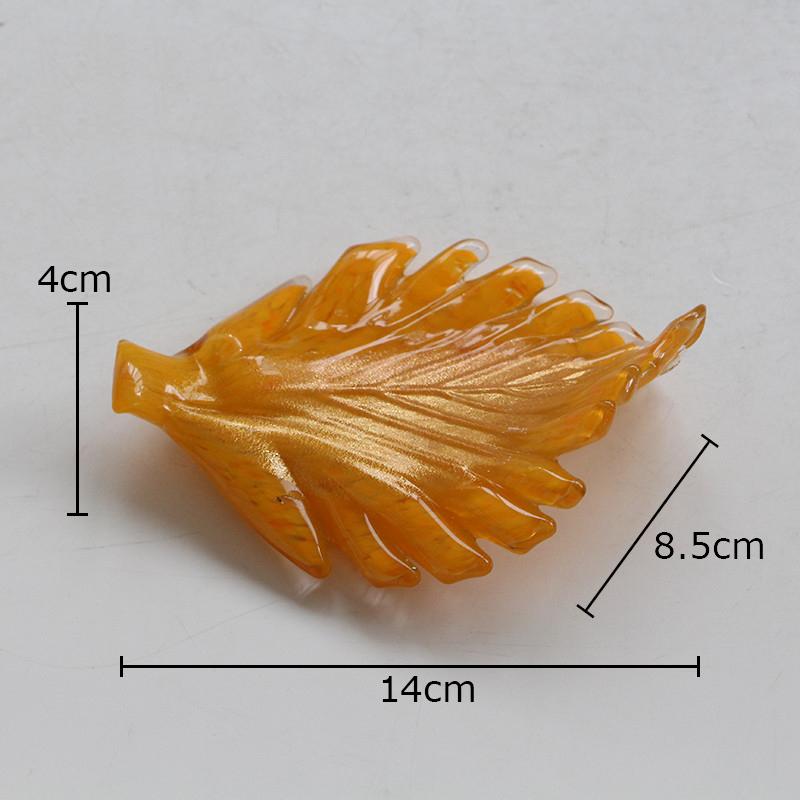 Красочная стеклянная статуэтка в виде листьев, украшения для стола, креативные позолоченные поделки в виде листьев, современная скульптура, эстетический декор для комнаты оранжевый