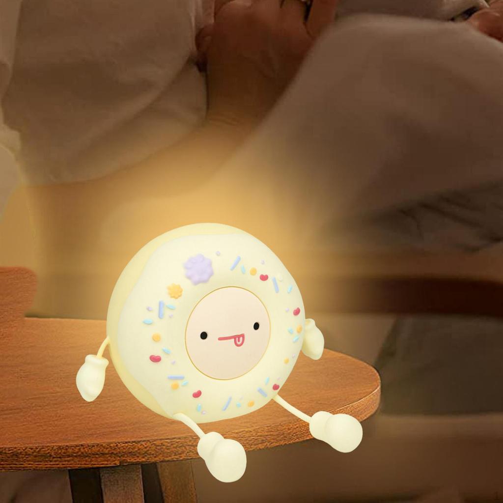 Cute Donut Lamp Night Light for Kids Rechargeable Soft Portable Nursery LED Touch