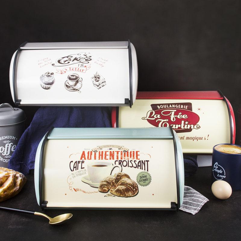 Kitchen Metal Bread Box ,Desktop Food Container ,Outdoor Picnic Snack Box ,Convenient Flip Cover Bread Bin Kitchen Organizer
