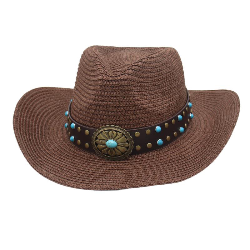 Color summer sunscreen straw hat jazz hat European and American western new fashion outdoor sunshade sunscreen denim