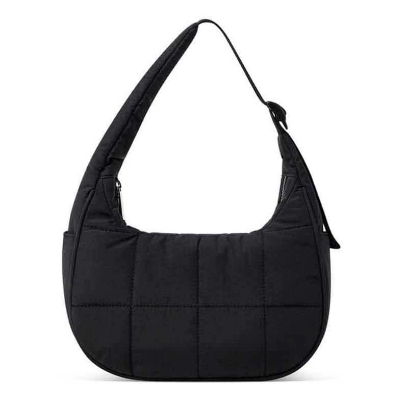 

Nylon zipper women s shoulder hand-held underarm bag, high-end sense work commuter versatile bag 25*15.5*10cm чёрный
