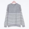 Striped Sweater Women Knitted Pullovers Autumn Winter Fashion Zipper Jumpers Long Sleeve Half High Collar Loose Pullover