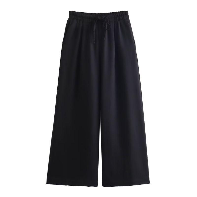 

Women s Kaslead with Belt Wide Leg Pants Linen Black Loose pants M