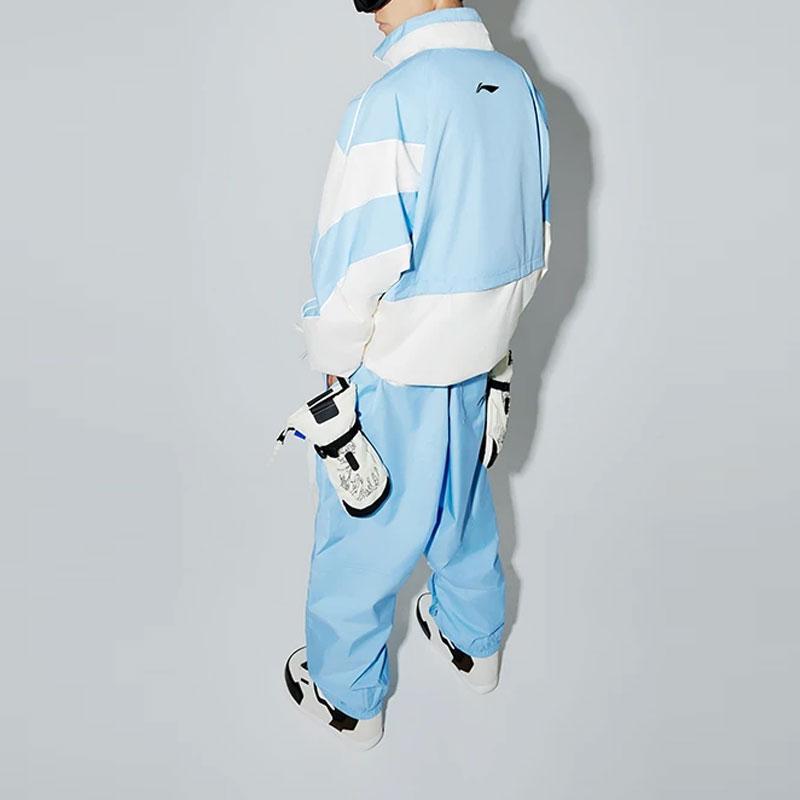 Li Ning Color Block Reflective Stand Collar Sports Windbreaker Unisex Outerwear Off-White New-Aurora-Blue AFDT583-3