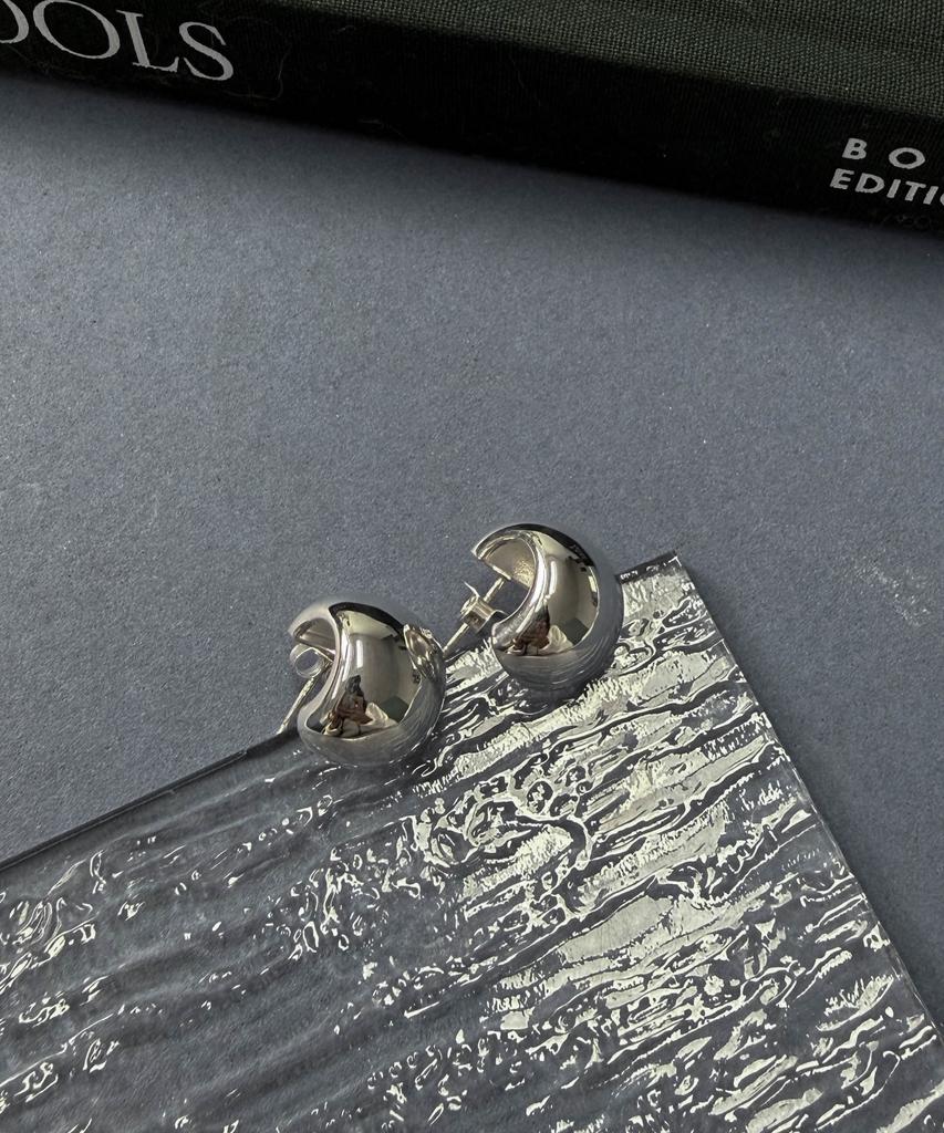 Baradu 925 Half Moon Bold Stud Earrings