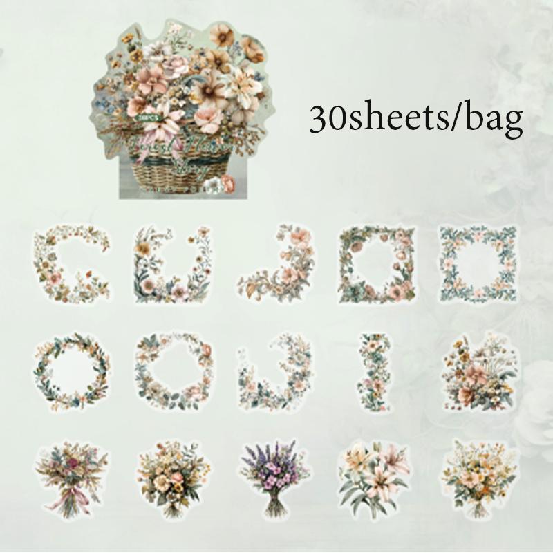 

30 шт./пакет Водонепроницаемый ПЭТ набор наклеек Серия Лес Цветочные наклейки Материал для коллажа для ручного учета DIY Украшение поздравительной открытки