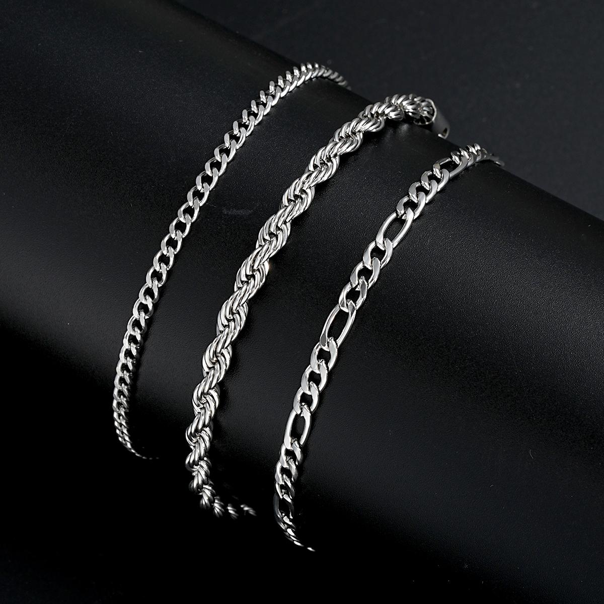 

3pcs/set Stainless Steel Punk Cuban Chain Bracelet for Men Minimalist Silver Color Hip Hop Bracelet Party Fashion Jewelry Gifts