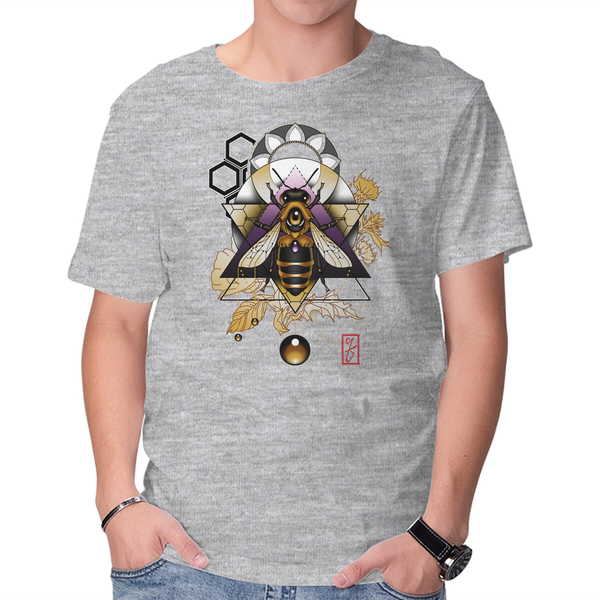 Unisex Crew Neck T-Shirt Honey Bee Graphic Short Sleeve Casual Tee XS