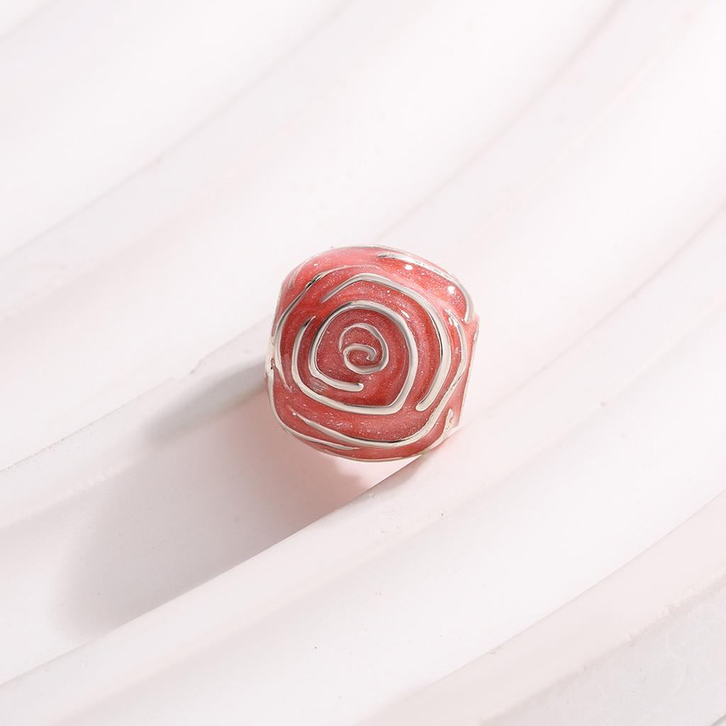 Panjia White Copper Silver-plated Pendant Pink Five-leaf Petals Gold Rose Beaded DIY Bracelet Accessories Fashion