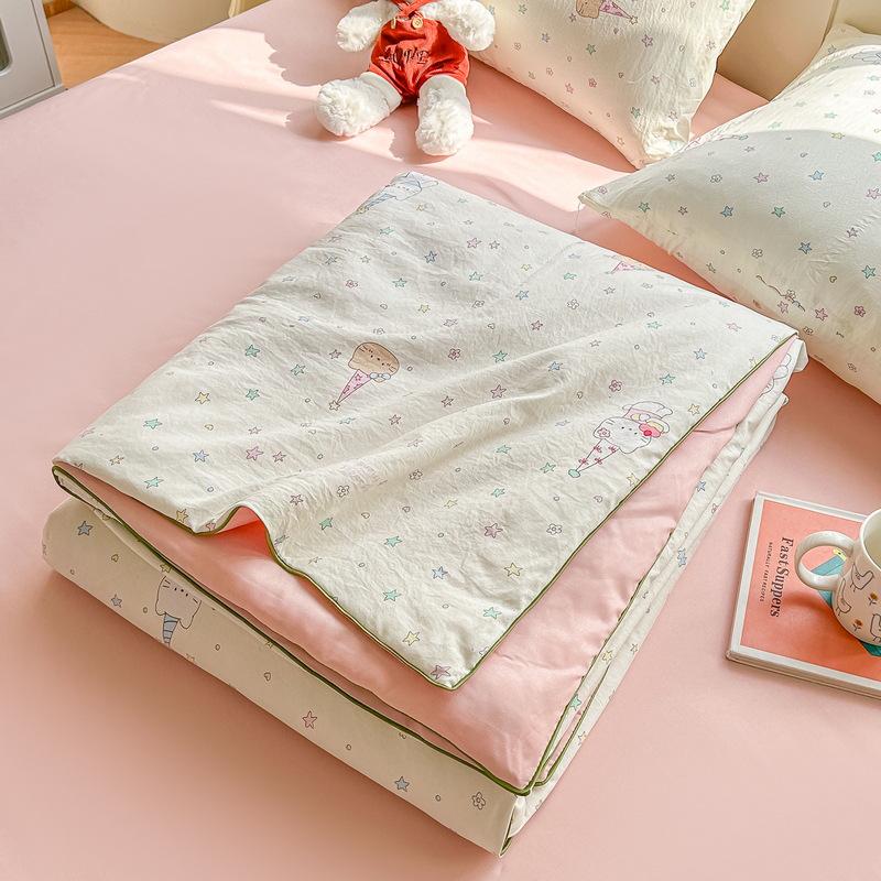 Class A Washed Cotton Soybean Fiber Gauze Quilt - Double Layer Summer Cool, Machine Washable