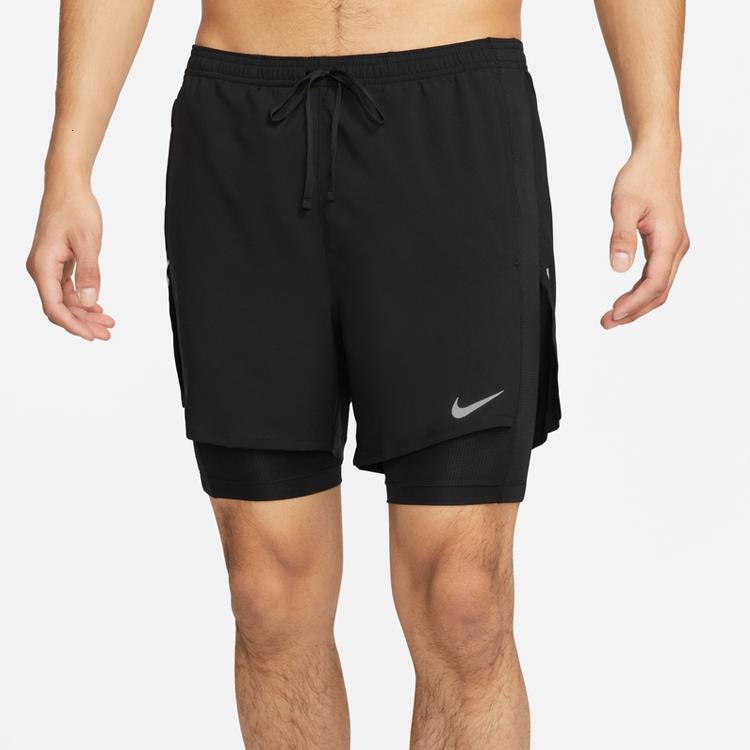 Nike Dri-Fit Run Division Stride Solid Logo Drawstring Shorts Men Bottoms Black DX0842-010