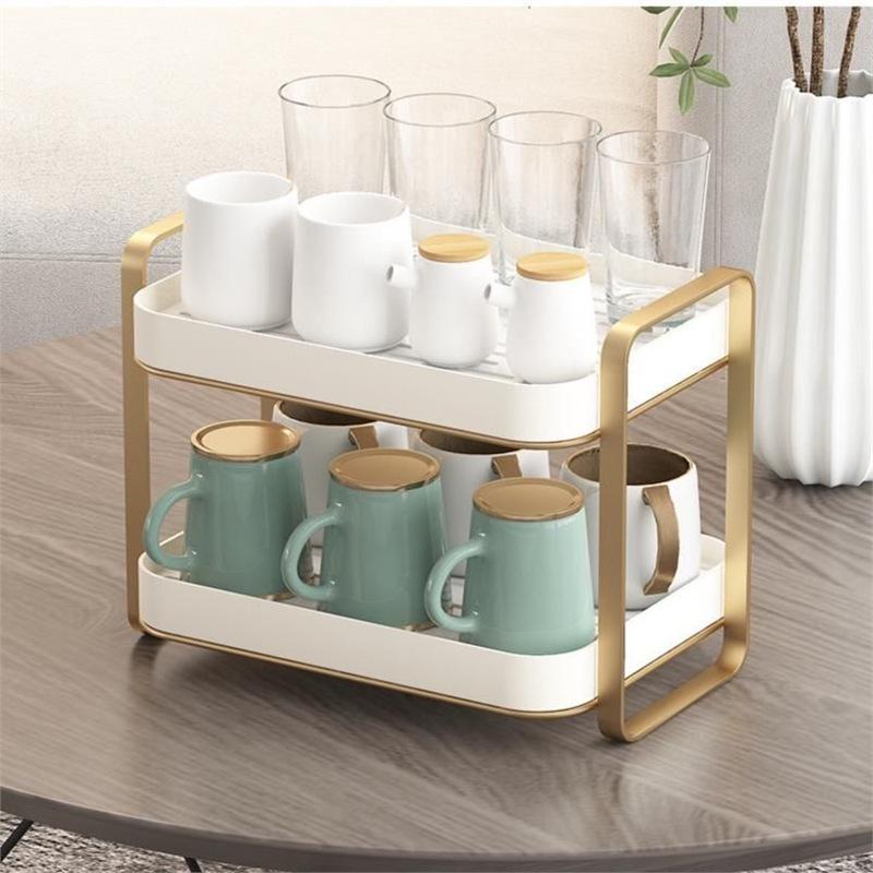 Multi-Layer Tea Set & Water Cup Storage Rack - Elegant Countertop Organizer
