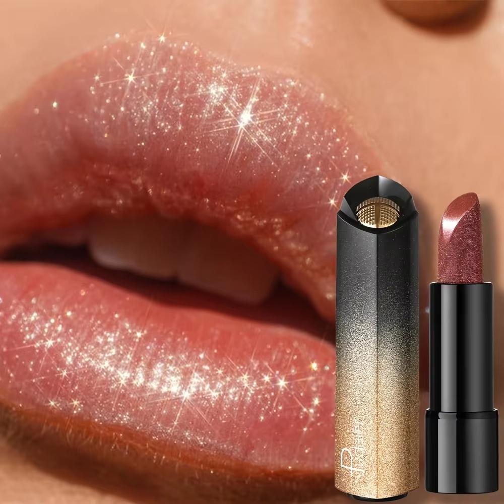 Diamond Pink Lipstick Shiny Pearl Sparkling Lip Gloss Makeup Pearlescent Red Sexy Metallic Glitter Lipstick Waterproof Cosmetics