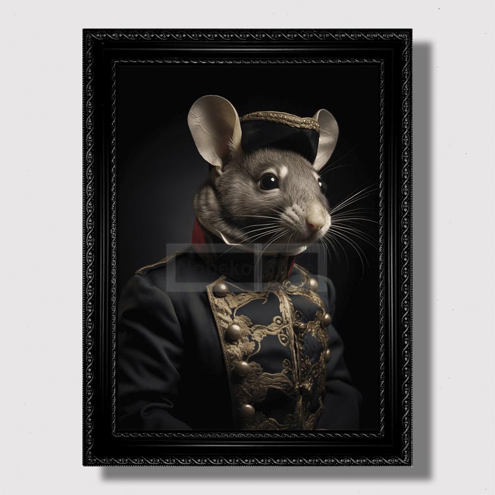 Affiche vintage de portrait d'animal victorien Goth Cottagecore Dark Prints Peinture sur toile Art mural Photos Décoration de chambre à coucher vintage