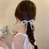 Fairy Ribbon Bowknot Pearl Barrettes Korean Style Sweet Fresh Side Clip Elegant Bow Duckbill Clip Temperament Headdress