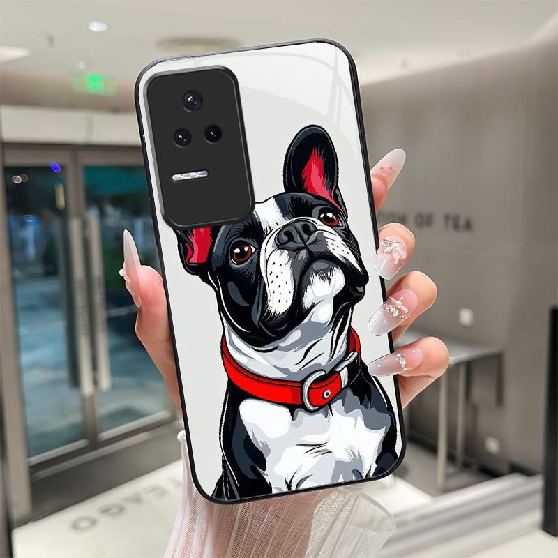 Beautiful Flower Cute Cats Case For Xiaomi Poco F4 5G / Redmi K40S Tempered Glass Phone Case Protective Back Cover Hard Shell