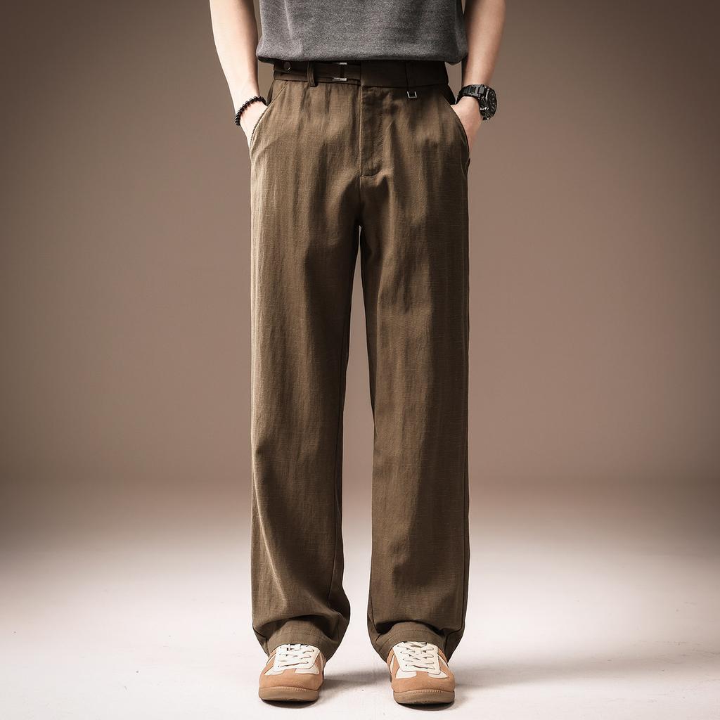 High-end American Old Money Style Light Luxury Tencel Breathable Drape Casual Pants Men's Summer Thin Loose Straight Pants