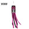 Spooky Festival Door Decor Day of The Dead Windsocks, Dia De Los Muertos Hanging Flag, Floral Props Skull Wind Socks with Flowing Tails for