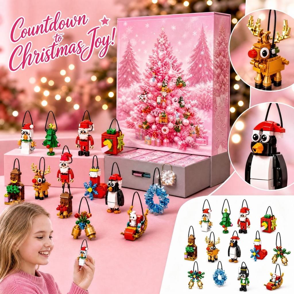 Christmas Advent Calendar Building Set with Surprise Toys for Desktop