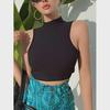European & American Style Sleeveless Crop Top - Women's Summer Semi-High Neck Vest