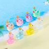 10pcs Cute Crown Small Ducks Miniature Animals Figurine Model New Mini Resin Ducks