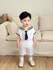 Summer Short Sleeve Sailor Navy Uniform Boys Two-Piece Set
