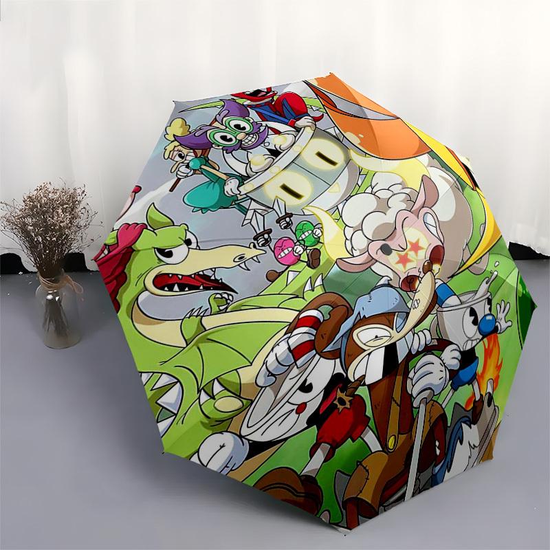 1pc Sonic the Hedgehog & Donut Delivery: Outdoor Umbrella - Automatic Opening/Closing, Portable Tri-Fold Design with 8-Rib Iron Frame - Perfect Gift f