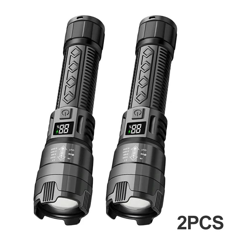 Powerful LED Flashlight USB Rechargeable Tactical Torch,Zoomable Flash Light for Outdoor Camping Self Defense Emergency Home Use