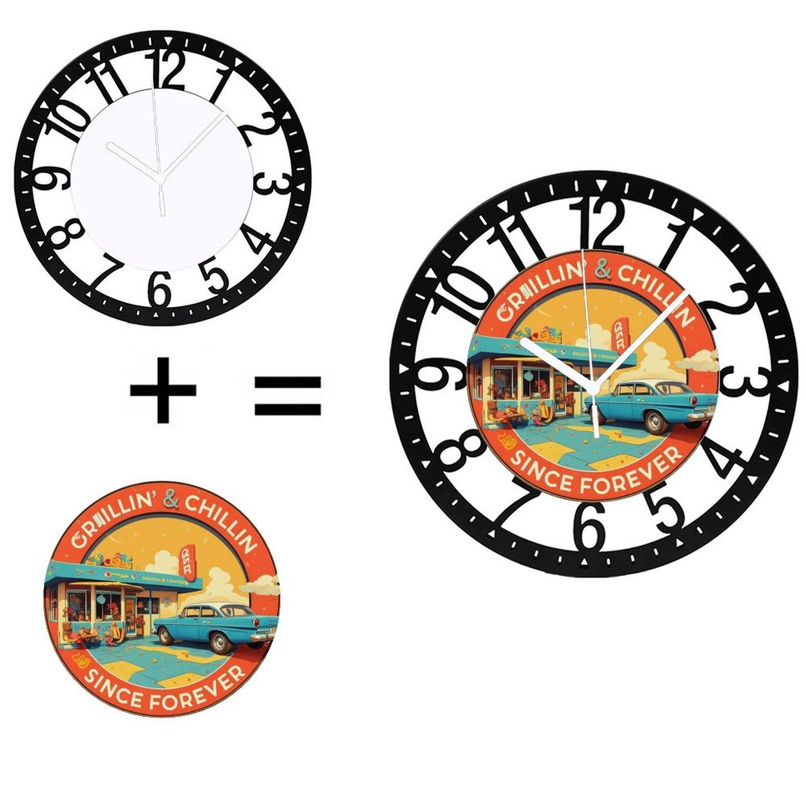 25cm Circular Iron Wall Clock with a  Approved  Seal Design (Black,10 inch(25.40cm)) чёрный