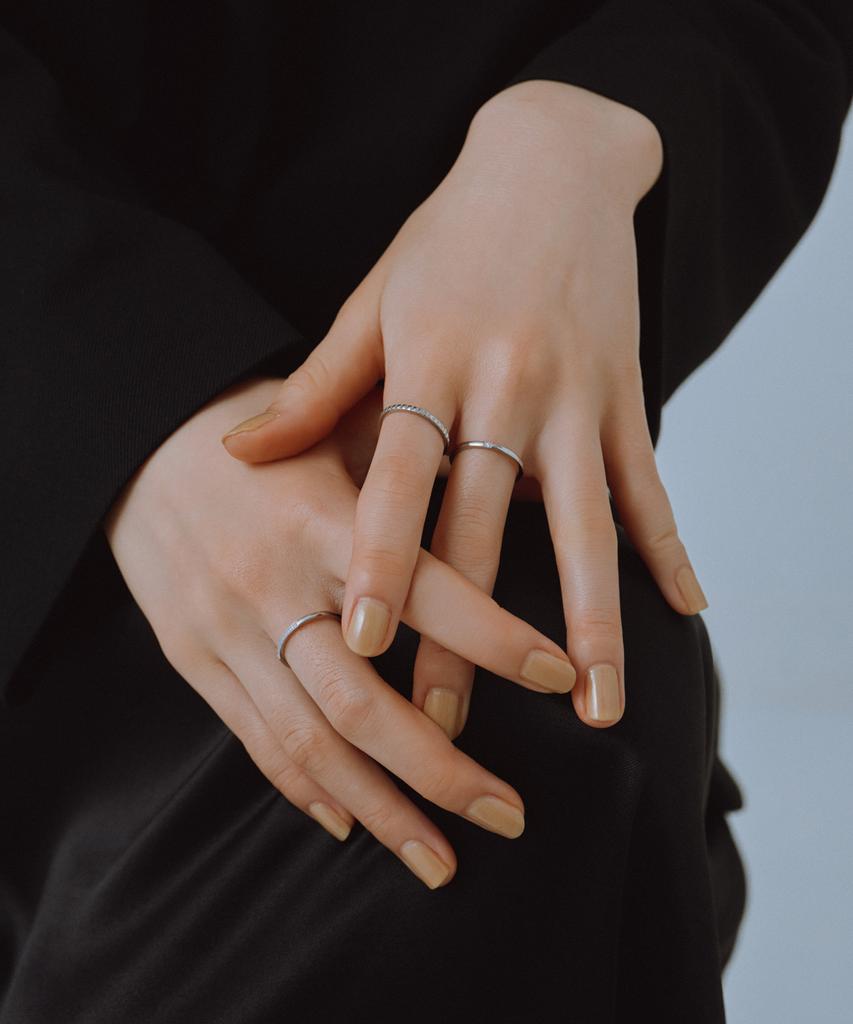 Novice Tokyo Slim Cubic Ring 3-Set Cz Ring 3 Set [Stainless] / Silver