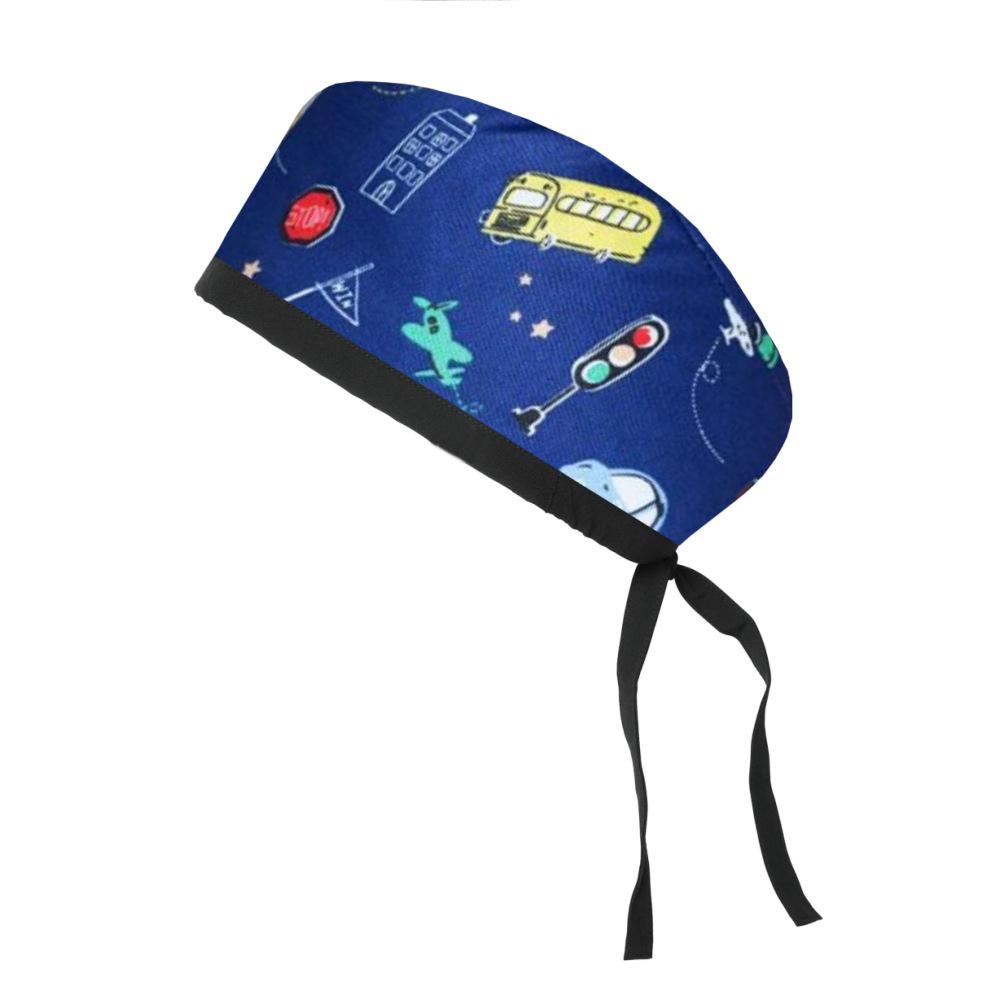 Adjustable Cotton Surgical Cap with Cartoon Print for Women and Men