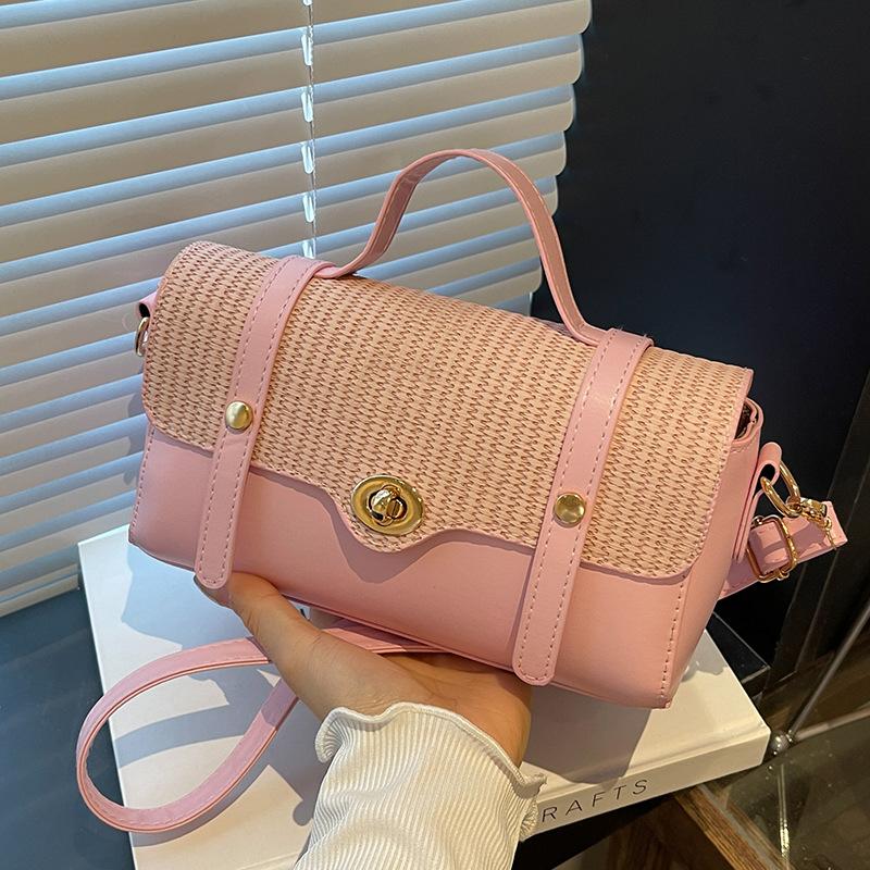 

Ретро нишевая текстурная женская сумка 2025 лето новая простая сумка для поездок модная наплечная сумка-мессенджер доставка одной единицей розовый