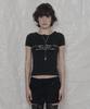 Eonibeu Dot Lettering Henley Neck T-Shirt Black