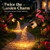 Weatherproof Metal Animal Statue Solar Flamingo Watering Can Light, Powered LED Garden Waterproof String Lights Pathway Light with Stake for