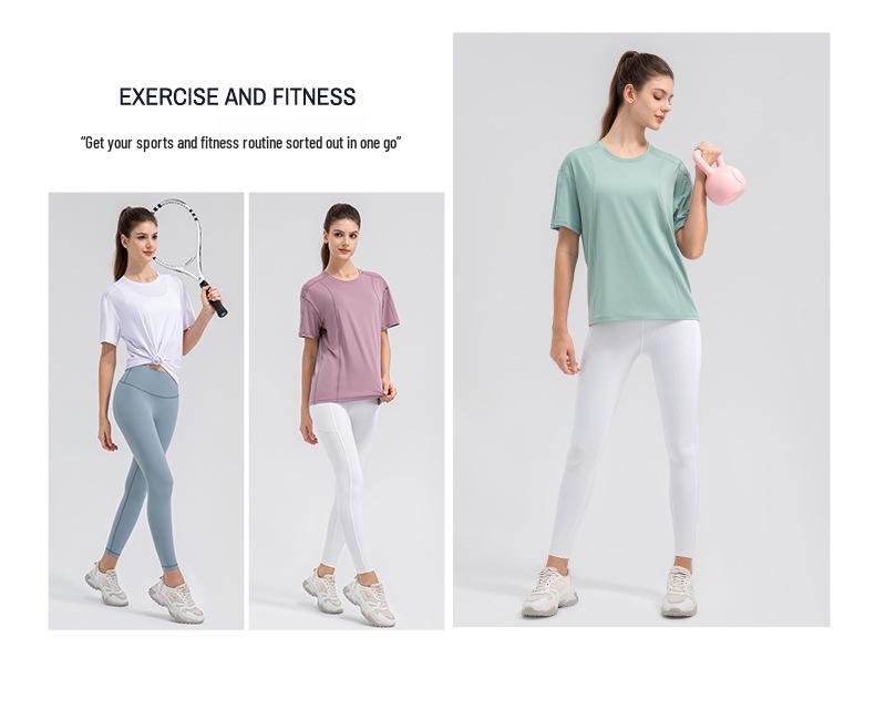 Women's Quick-Dry Breathable Fitness T-Shirt - Short Sleeve, Moisture-Wicking, Ideal for Running & Yoga