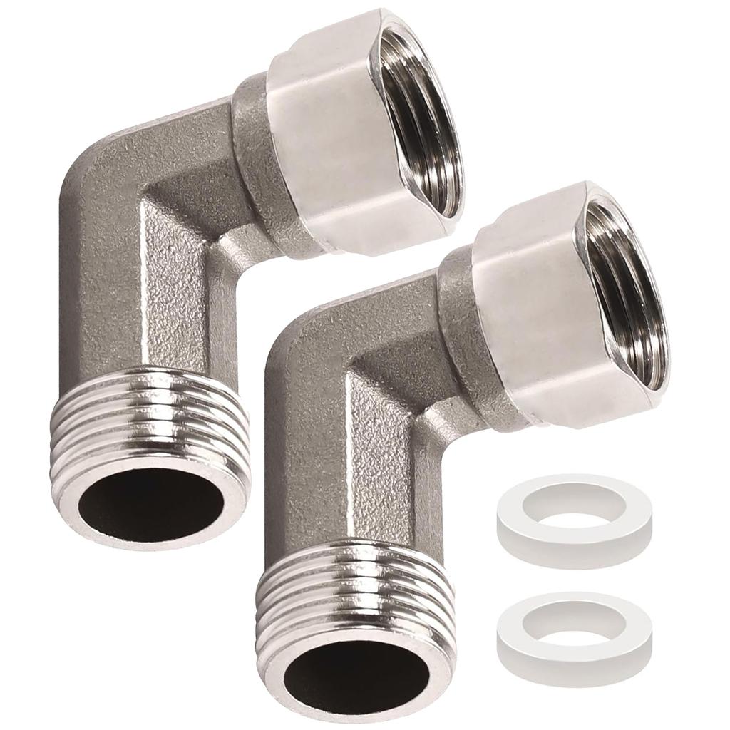 Pack of 2 Stainless Steel Materials 90 Degree Point Fitting 1/2Inch Male To Female Thread For Water Installations